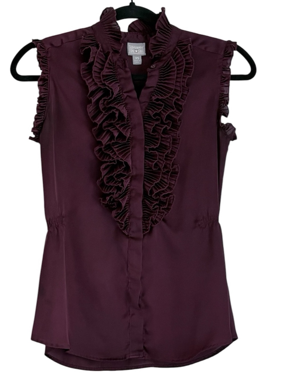 Converse Sleeveless Ruffle Blouse - Plum